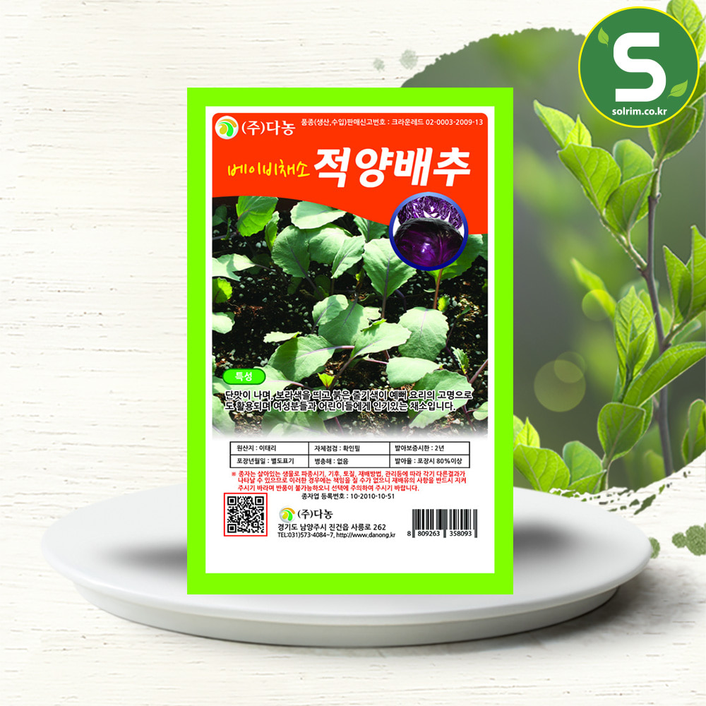 베이비적양배추씨앗 10g 베이비채소 베이비적양배추